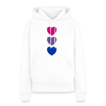 Coeurs Bi Drapeau Couleurs Fierté Subtile - Sweat à capuche Premium bio Femme - blanc - Devant - Julia (174cm)