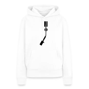 Platine aiguille - Sweat à capuche Premium bio Femme - blanc - Devant - Julia (174cm)