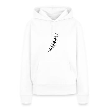 Gruselige genähte Narbe mit Blutstropfen - Frauen Premium Bio Hoodie - Weiß - Vorne - Julia (174cm)