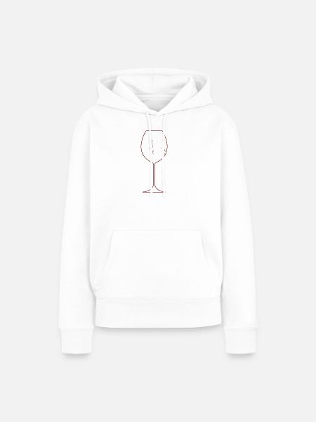 Weinglas mit Puls - Frauen Premium Bio Hoodie - Weiß