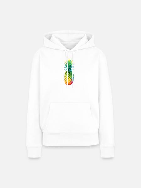 Regenbogen-Ananas Illustration - Frauen Premium Bio Hoodie - Weiß