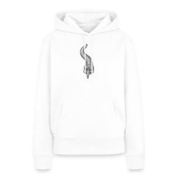Corne napolitaine ornée de strass - Sweat à capuche Premium bio Femme - blanc - Devant - Julia (174cm)