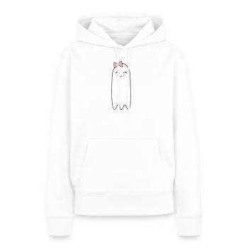 Geist mit rosa Schleife – Süßes Halloween Design - Frauen Premium Bio Hoodie - Weiß - Vorne - Julia (174cm)