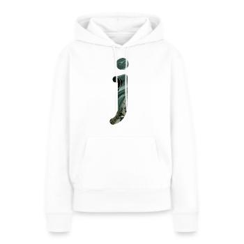 Lettre j marbré vert - Sweat à capuche Premium bio Femme - blanc - Devant - Julia (174cm)