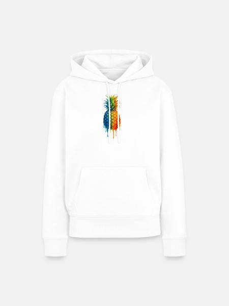 Ananas mit buntem Farbverlauf - Frauen Premium Bio Hoodie - Weiß