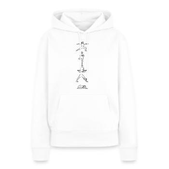 Yoga Flow - 5 postures minimalistes en art lineal - Sweat à capuche Premium bio Femme - blanc - Devant - Julia (174cm)