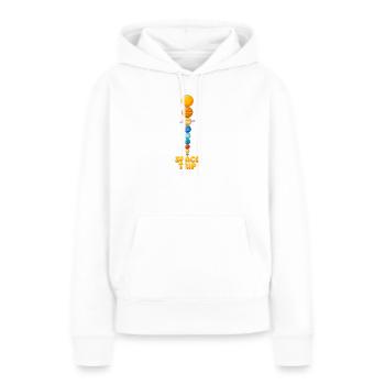 SPACE TRIP - Bunter Planeten Turm - Frauen Premium Bio Hoodie - Weiß - Vorne - Julia (174cm)