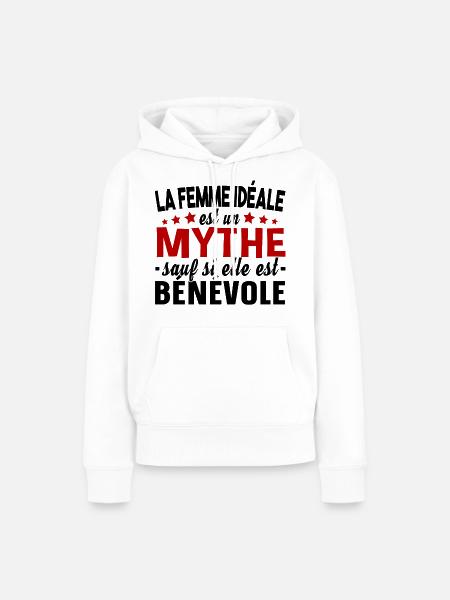Bénévole Bénévolat Femme Cadeau Humour Humanitaire - Sweat à capuche Premium bio Femme - blanc