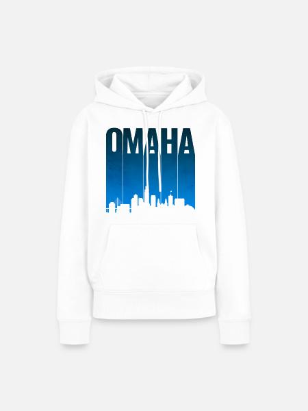 Omaha Skyline Blau Gradient - Frauen Premium Bio Hoodie - Weiß