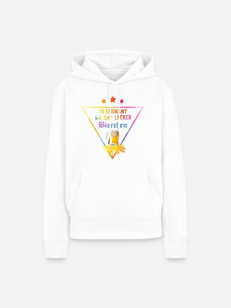In_Germany_we_say_Lecker_Bierchen_- - Frauen Premium Bio Hoodie - Weiß