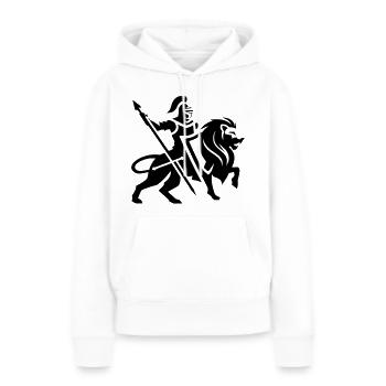 Guerrier - Sweat à capuche Premium bio Femme - blanc - Devant - Julia (174cm)