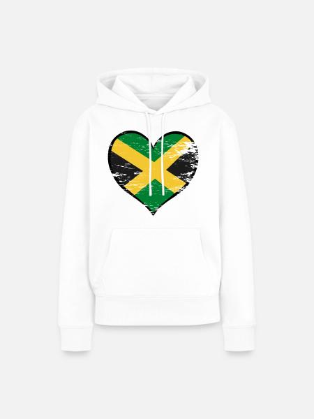 Jamaika_Herzflagge_used - Frauen Premium Bio Hoodie - Weiß