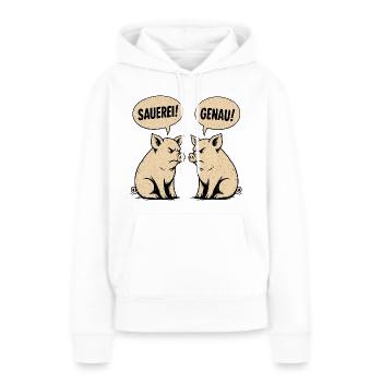 Sauerei? Genau! – Retro Schweine Vintage Shirt - Frauen Premium Bio Hoodie - Weiß - Vorne - Julia (174cm)