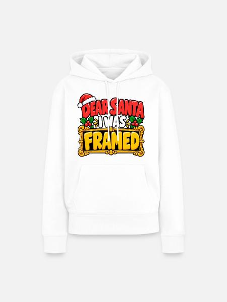 Dear Santa I Was Framed - Frauen Premium Bio Hoodie - Weiß