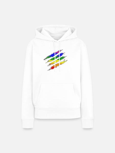 Klaue Markiert Regenbogenflagge - Frauen Premium Bio Hoodie - Weiß
