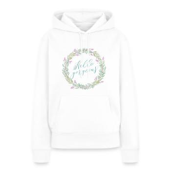 Hallo Schöne - Frauen Premium Bio Hoodie - Weiß - Vorne - Julia (174cm)