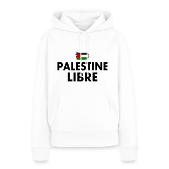 palestine libre - Sweat à capuche Premium bio Femme - blanc - Devant - Julia (174cm)
