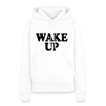 Wake up - Sweat à capuche Premium bio Femme - blanc - Devant - Julia (174cm)