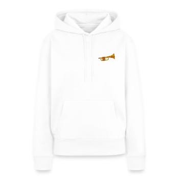 Trompette - Sweat à capuche Premium bio Femme - blanc - Devant - Julia (174cm)
