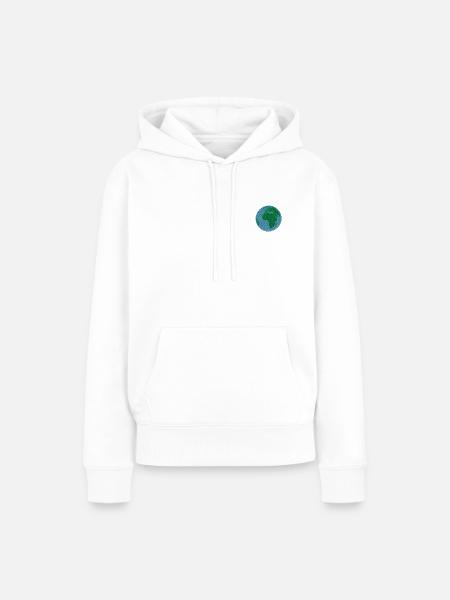 Die Erde bestickt - Frauen Premium Bio Hoodie - Weiß