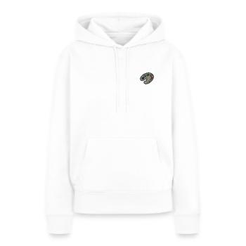Palette de couleurs brodées - Sweat à capuche Premium bio Femme - blanc - Devant - Julia (174cm)