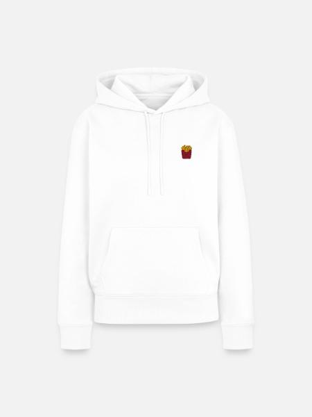 Pommes bestickt - Dame Premium hoodie, økologisk bomuld - hvid