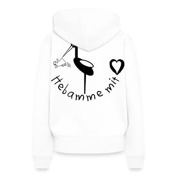Hebamme mit Herz Storch - Frauen Premium Bio Hoodie - Weiß - Hinten - Julia (174cm)