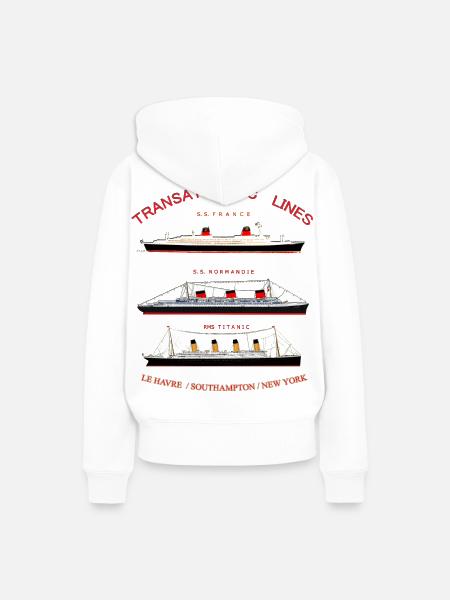 LINER FRANKREICH NORMANDIE TITANIC Louis RUNEMBERG - Frauen Premium Bio Hoodie - Weiß
