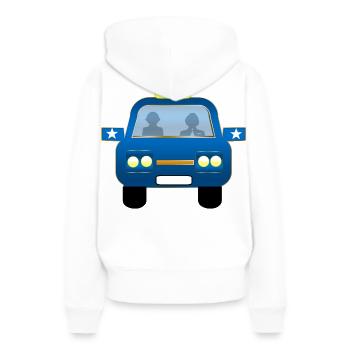 Blaues Taxi Front Karikatur - Frauen Premium Bio Hoodie - Weiß - Hinten - Julia (174cm)