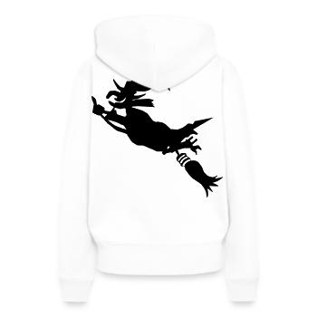 Sorcière avec un balai drôle - Sweat à capuche Premium bio Femme - blanc - Dos - Julia (174cm)