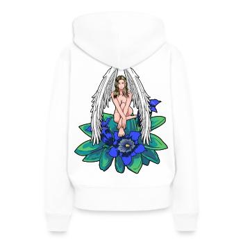 Alpes célestes Ange Gentiane Tyrol Ange gardien - Sweat à capuche Premium bio Femme - blanc - Dos - Julia (174cm)