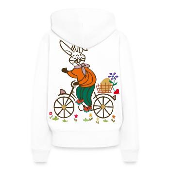 Osterhase, Osterei, Osterfest - Frauen Premium Bio Hoodie - Weiß - Hinten - Julia (174cm)