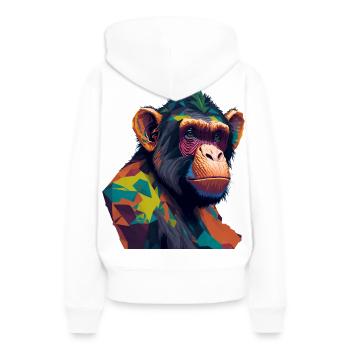 Chimpanzé - Sweat à capuche Premium bio Femme - blanc - Dos - Julia (174cm)