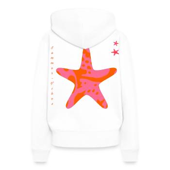 Be nature - Sweat à capuche Premium bio Femme - blanc - Dos - Julia (174cm)