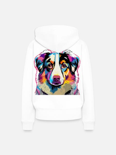 Bunter Australien Shepherd - Frauen Premium Bio Hoodie - Weiß