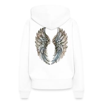 Ailes d'ange : un style céleste angelwings - Sweat à capuche Premium bio Femme - blanc - Dos - Julia (174cm)