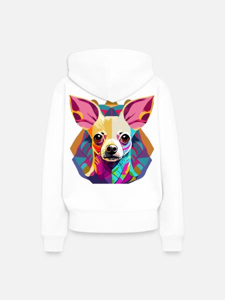 Farbenfrohe Chihuahua Illustration - Frauen Premium Bio Hoodie - Weiß