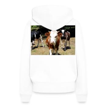 Affiche de vache - Sweat à capuche Premium bio Femme - blanc - Dos - Julia (174cm)