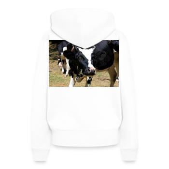 Affiche de vache - Sweat à capuche Premium bio Femme - blanc - Dos - Julia (174cm)