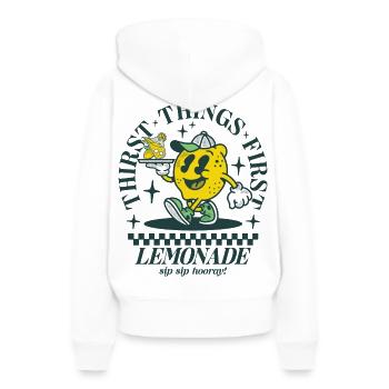 La soif d’abord - Limonade - Sweat à capuche Premium bio Femme - blanc - Dos - Julia (174cm)