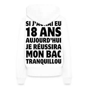 baccalauréat, bac, bachelier, diplôme - Sweat à capuche Premium bio Femme - blanc - Dos - Julia (174cm)