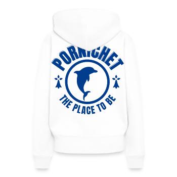 Bretagne, Pornichet, Sommerferien - Frauen Premium Bio Hoodie - Weiß - Hinten - Julia (174cm)