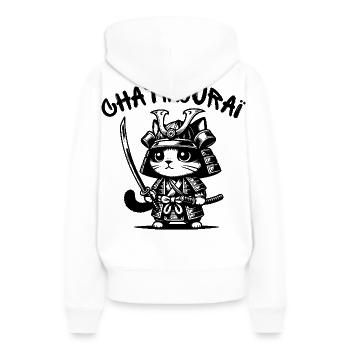 chat, chat mignon, chat doux - Sweat à capuche Premium bio Femme - blanc - Dos - Julia (174cm)