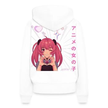 female anime making heart on valentine - Women’s Premium Organic Hoodie - white - Back - Julia (174cm)