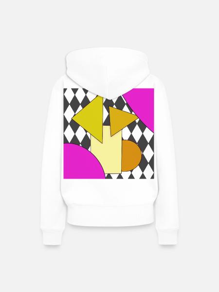 Geometrische Abstraktion Neon Pink - Frauen Premium Bio Hoodie - Weiß