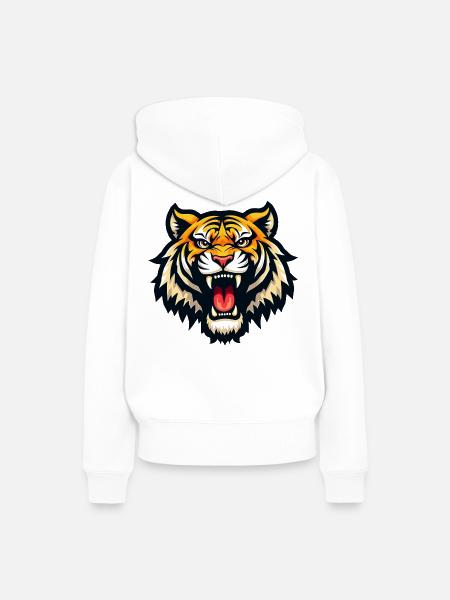 Tiger - Frauen Premium Bio Hoodie - Weiß