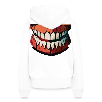 Darkjaws gespenstisches Lächeln - Frauen Premium Bio Hoodie - Weiß - Hinten - Julia (174cm)