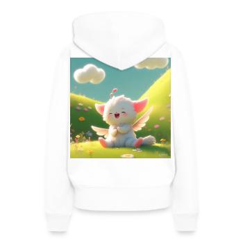 Entwurf - Frauen Premium Bio Hoodie - Weiß - Hinten - Julia (174cm)