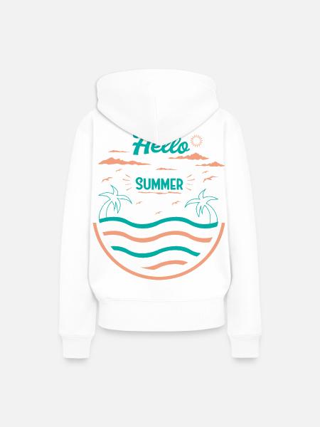 Sommerliches Palmen Strand Design - Frauen Premium Bio Hoodie - Weiß