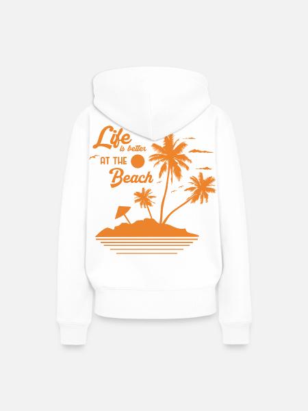Sonnenuntergang am Palmstrand - Frauen Premium Bio Hoodie - Weiß